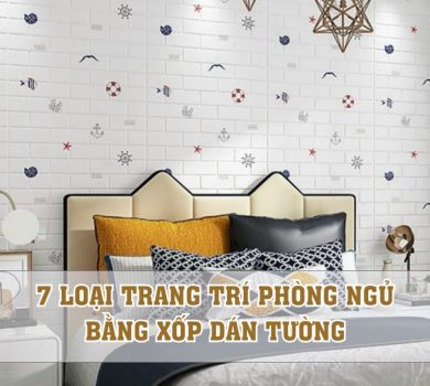 trang trí phòng ngủ bằng xốp dán tường