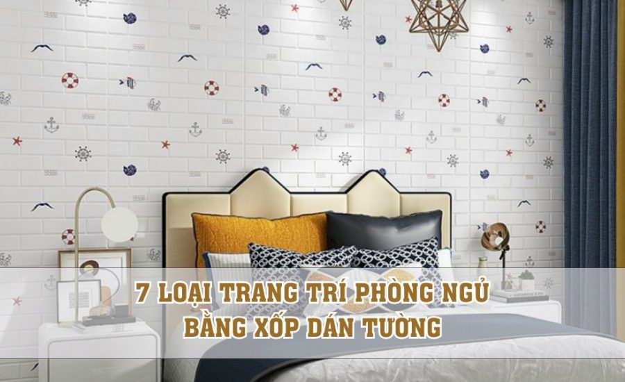 trang trí phòng ngủ bằng xốp dán tường