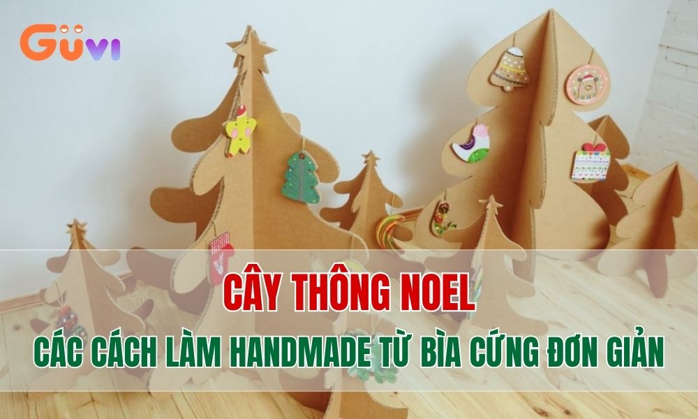 cach lam cay thong Noel bang bia carton