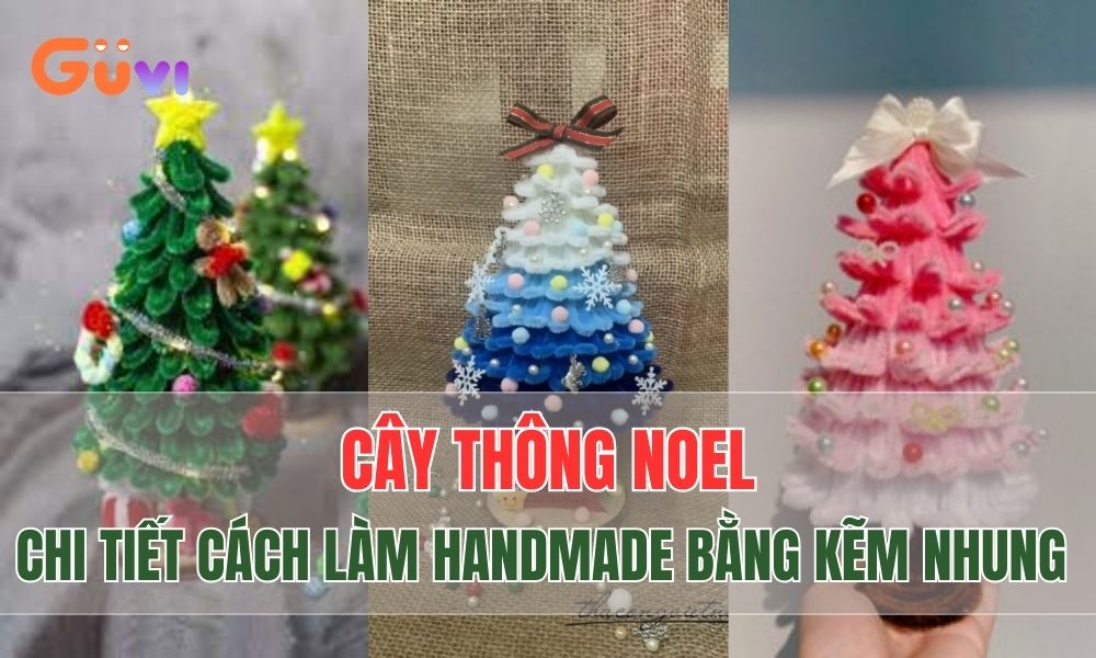 lam cay thong noel bang kem nhung