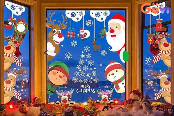 cửa sổ Noel bằng decal