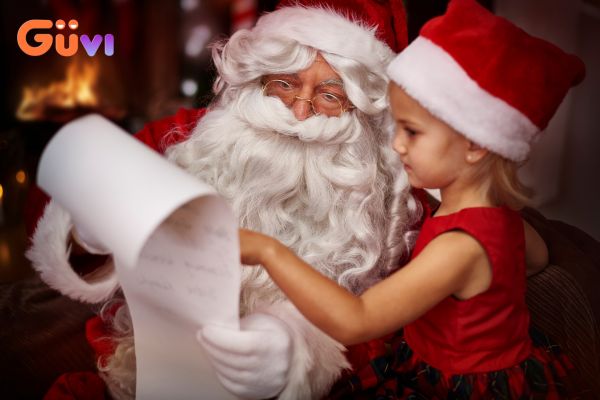 ông và bé đọc thư ông già noel gửi các bé